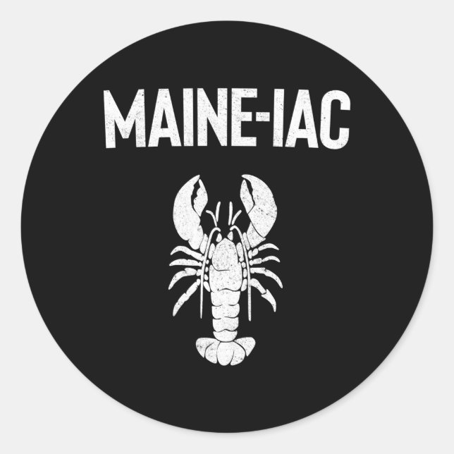 Maine Lobster Crazy Humster Eating Fishing Maine Runder Aufkleber (Vorderseite)