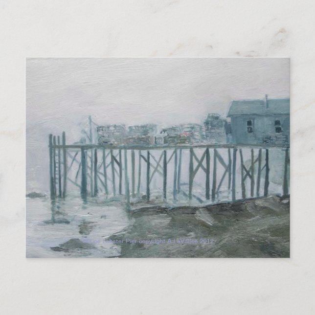 Maine Lobster Pier Post Card aus der Originalkunst Postkarte (Vorderseite)
