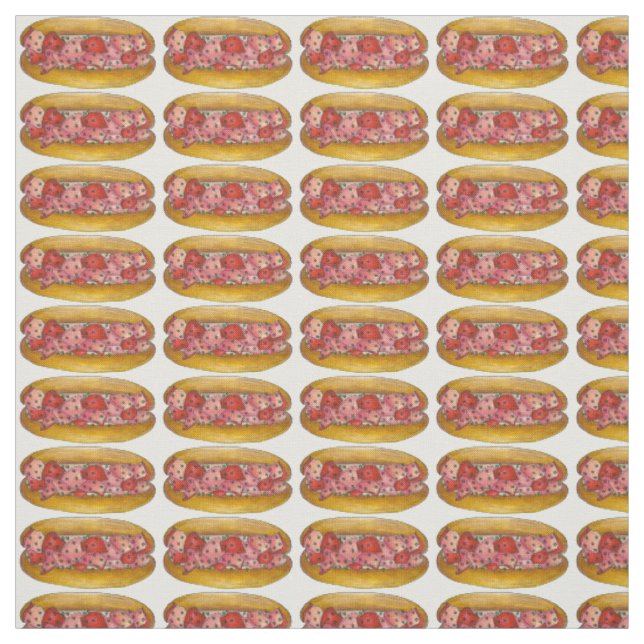 Maine Lobster Roll Rolls Sandwich Seafood Fabric Stoff (Muster)