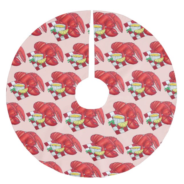 Maine Lobster Roll Seafood Restaurant Fishmarket Polyester Weihnachtsbaumdecke (Vorderseite)