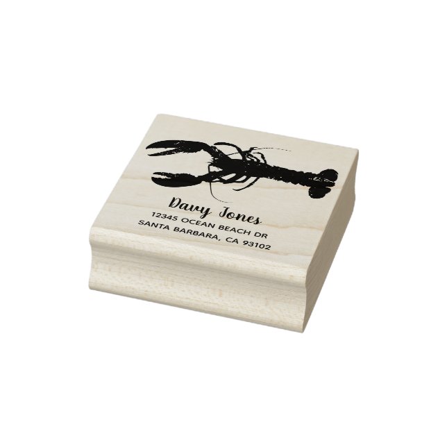 Maine Lobster Wood Art Rücksendeadresse Gummistempel (Stempel)