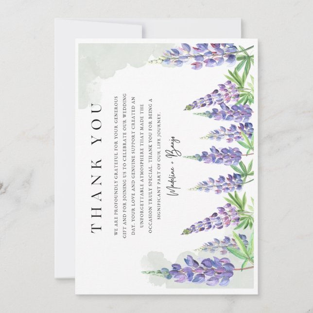 Maine Lupin Wedding Save the Date Dankeskarte (Vorderseite)
