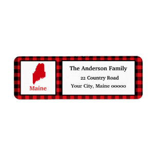Maine Map Buffalo Karierte Rücksendeadresse Label