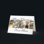 Maine Merry Christmas Collage Card Feiertagskarte<br><div class="desc">Erstellt aus einem Original Studio Porto Sabbia Foto! Diese Black,  White & Gold Weihnachtskarte ist für verschiedene (Familien-)Beziehungen,  alle US-Staaten und in verschiedenen Sprachen erhältlich.</div>
