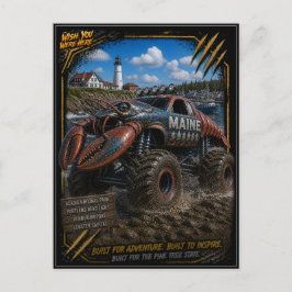 Maine Monster Truck Gelände Kunst Postkarte