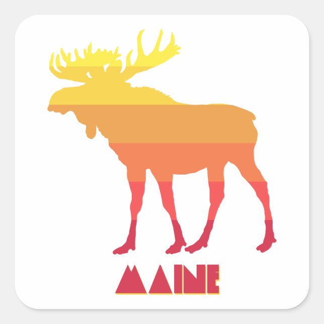 Maine Moose Quadratischer Aufkleber (Vorderseite)