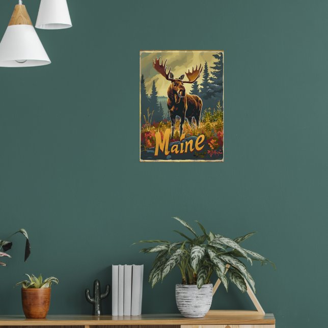 Maine Moose Vintag Poster (Wohnzimmer 1)