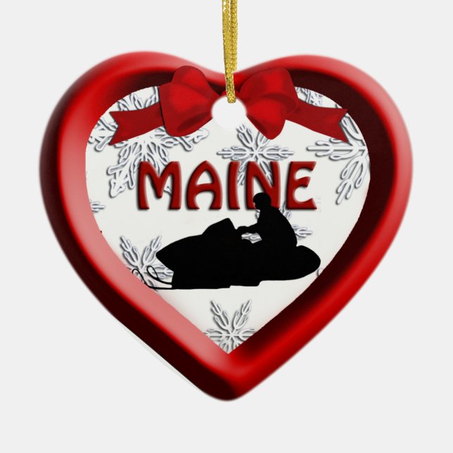 Maine motoneige coeur ornement de Noël (Devant)