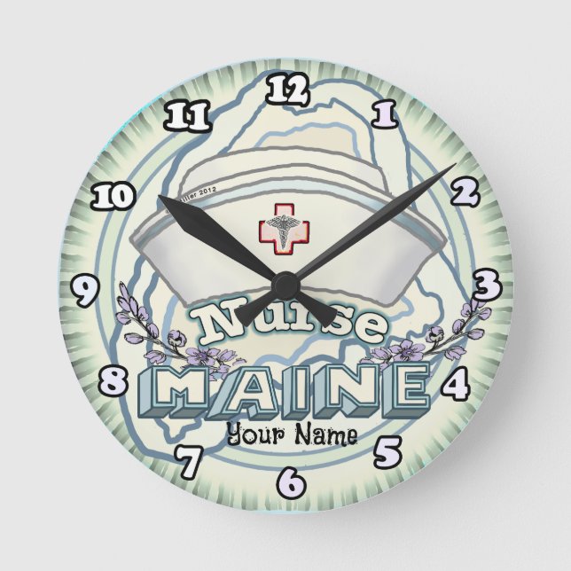Maine Nurse Runde Wanduhr (Vorderseite)