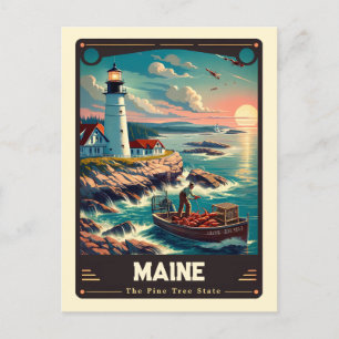 Maine Patriotischer Geist Vintage Postkarte