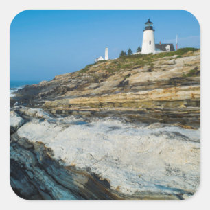 Maine, Pemaquid Point, Pemaquid Point Leuchtturm Quadratischer Aufkleber