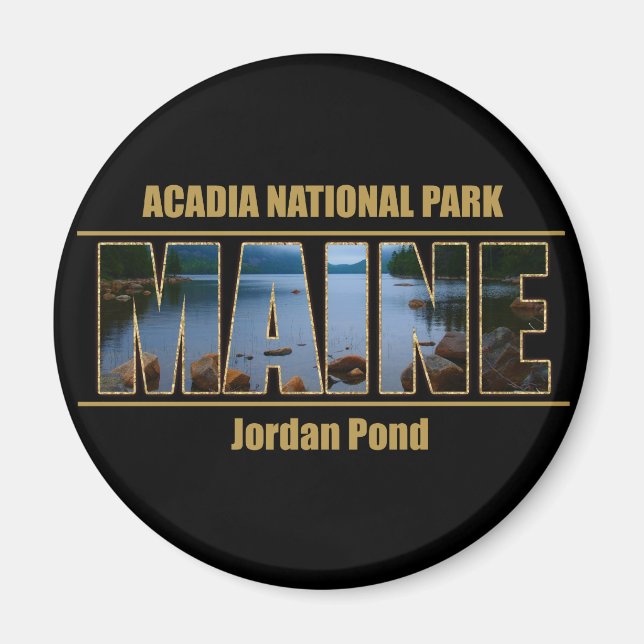 MAINE Picture Schriftart Acadia Nationalpark Magnet (Vorne)