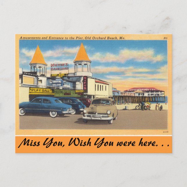 Maine, Pier für Vergnügungen, alter Strand von Orc Postkarte (Vorderseite)