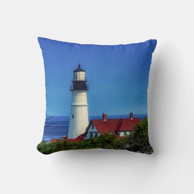 Maine Portland Head Light Foto Kissen (Vorderseite)