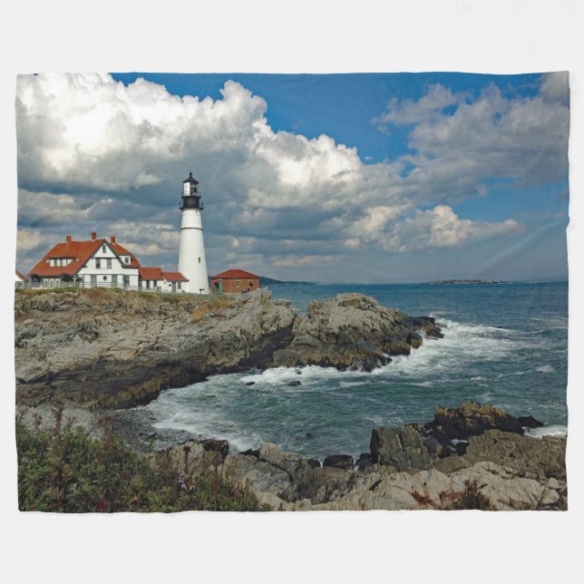 Maine Portland Head Lighthouse Foto Fleecedecke (Vorderseite (Horizontal))