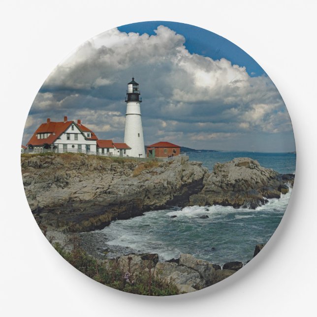 Maine Portland Head Lighthouse Foto Pappteller (Vorderseite)