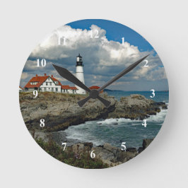 Maine Portland Head Lighthouse Foto Runde Wanduhr