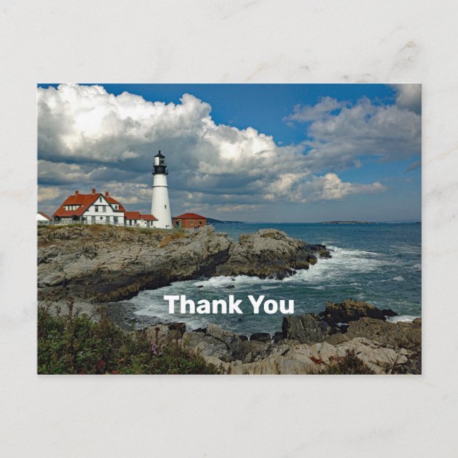 Maine Portland Head Lighthouse Foto Vielen Dank Postkarte (Vorderseite)