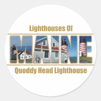 Maine Quoddy Head Lighthouse Image Text Runder Aufkleber