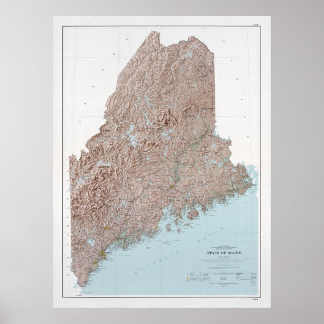 Maine Relief Map (1977) Der Pine Tree Staat Poster (Vorne)