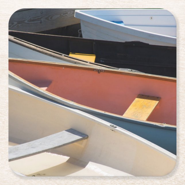 Maine, Rockland. Farbige Boote in Rockland Rechteckiger Pappuntersetzer (Vorderseite)