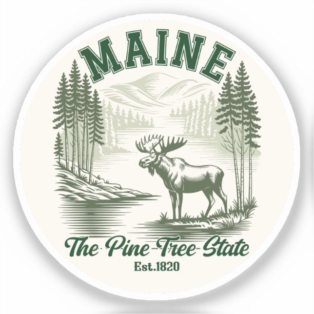 Maine Scenic Wilderness – Pine Tree State Vibes Aufkleber (Vorderseite)