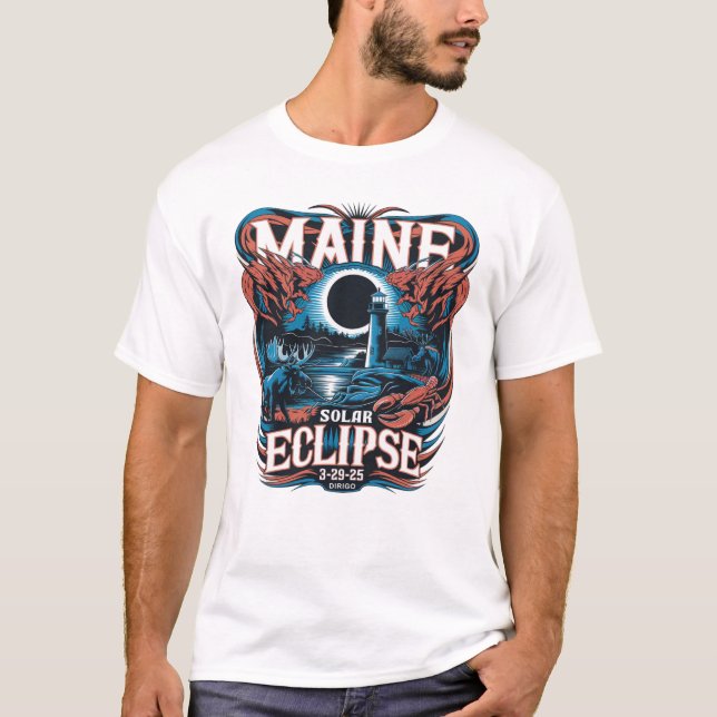 Maine Solar Eclipse 3-29-2025 "DIRIGO"-T - Shirt (Vorderseite)