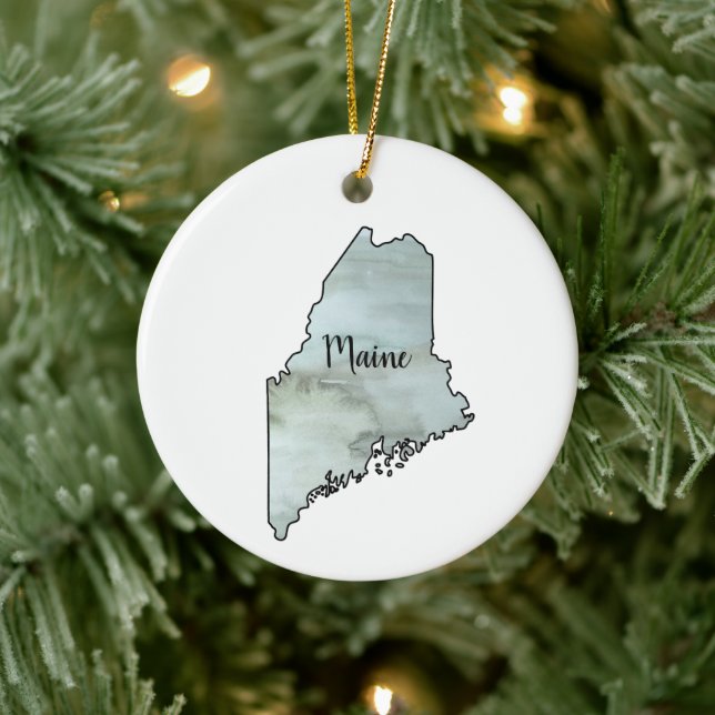 Maine Staat Illustration Keramik Ornament (Baum)
