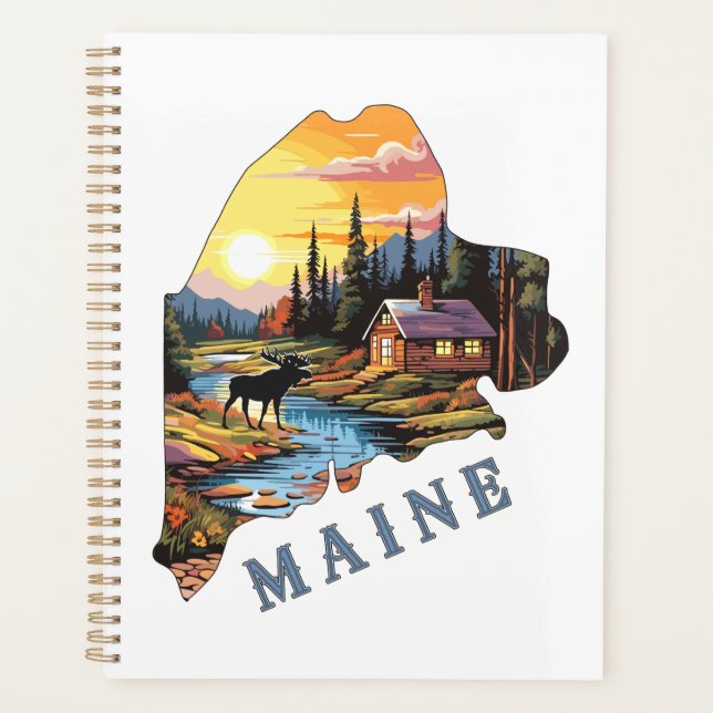 Maine Staat Kontur Cabin Moose Planer (Vorderseite)
