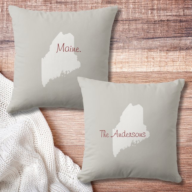 Maine Staat Kontur Personalisiert Throw Kissen (Personalize this Maine State throw pillow. Maine on the front and your name on the back. )