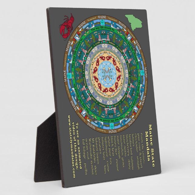 Maine Staat Mandala Plaque Fotoplatte (Seite)