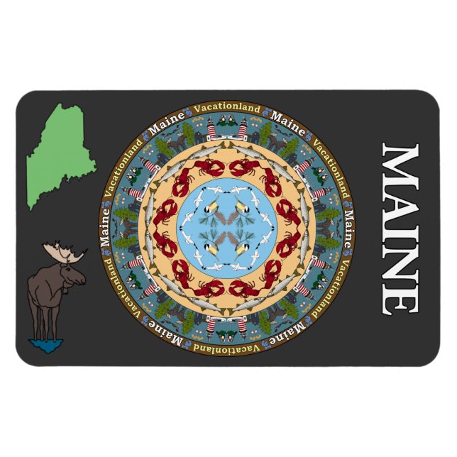 Maine Staat Mandala Vinyl Magnet (Horizontal)
