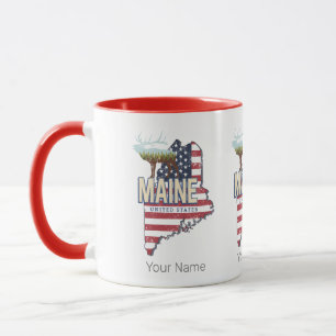 Maine Staat United Staaten Map Vintag USA Souvenir Tasse