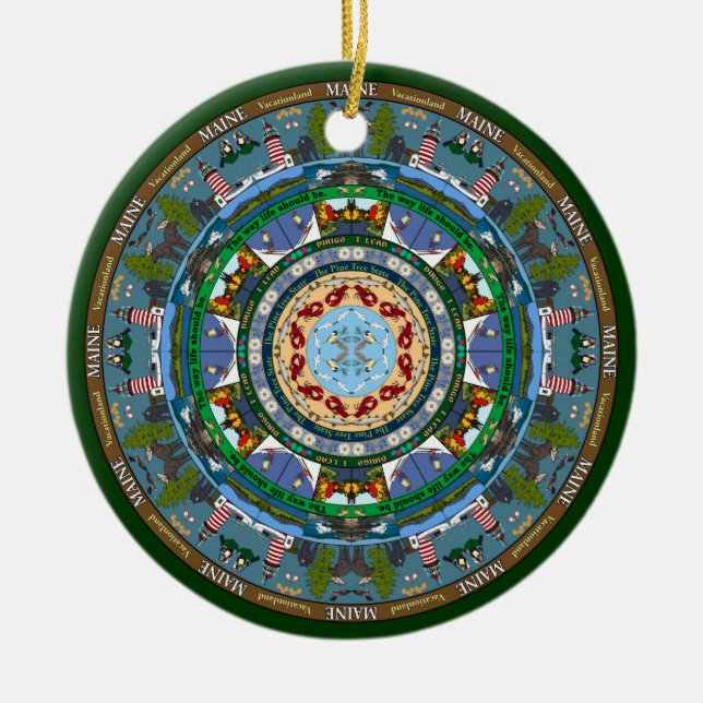 Maine-Staatmandala-Verzierung Keramikornament (Vorne)