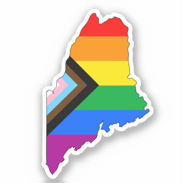 Maine Staatsstolz LGBTQ-Fortschrittsstolz Aufkleber (Vorderseite)
