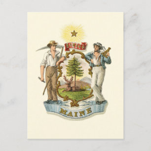 Maine Staatswappen (Vintage 1870er) Postkarte
