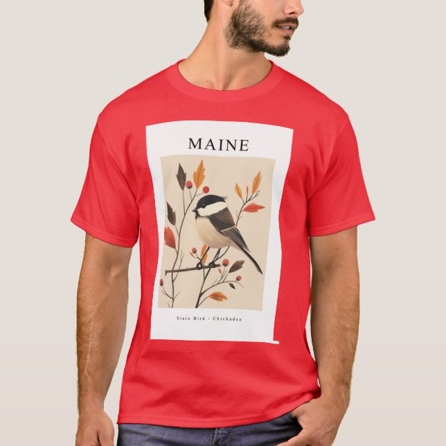MAINE Staatvogel Chickadee T-Shirt (Vorderseite)