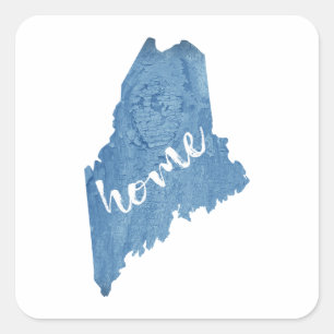 Maine State Home Holzmaserung Quadratischer Aufkleber
