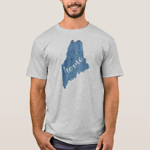 Maine State Home Holzmaserung T-Shirt