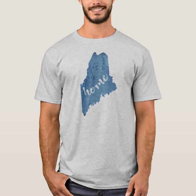 Maine State Home Wood Grain T-Shirt (Vorderseite)