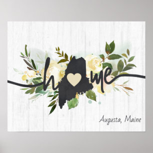 Maine State Personalisiert Ihre Heimatstadt Rustik Poster