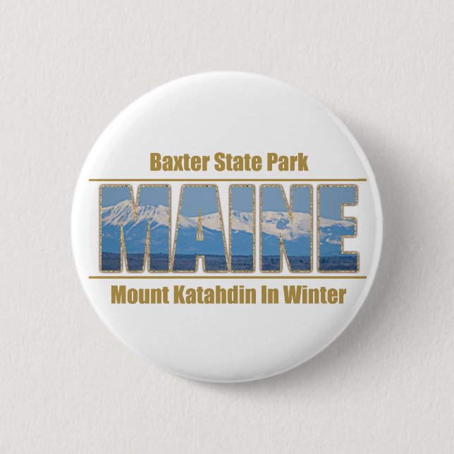 MAINE Text Image - Mount Katahdin Button (Vorderseite)
