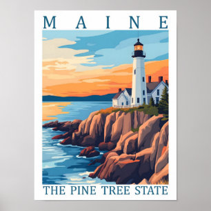 Maine the Pine Tree Staat USA Travel Place Poster