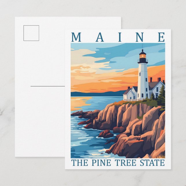 Maine the Pine Tree Staat USA Travel Place Postkarte (Vorne/Hinten)