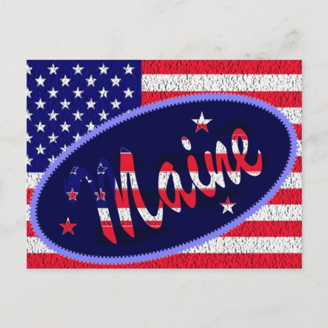 Maine US-Flagge Postkarte (Vorderseite)