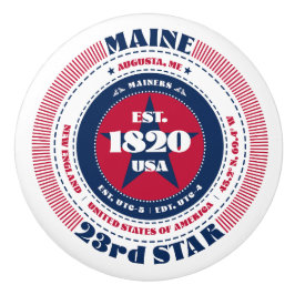 Maine US Staat Red White Blue Typografy Keramikknauf