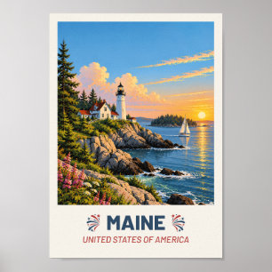 Maine USA – Vintage Reiseplakat Poster