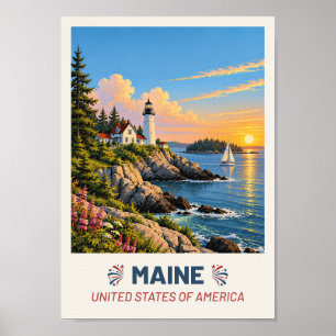 Maine USA – Vintage Reiseplakat Poster