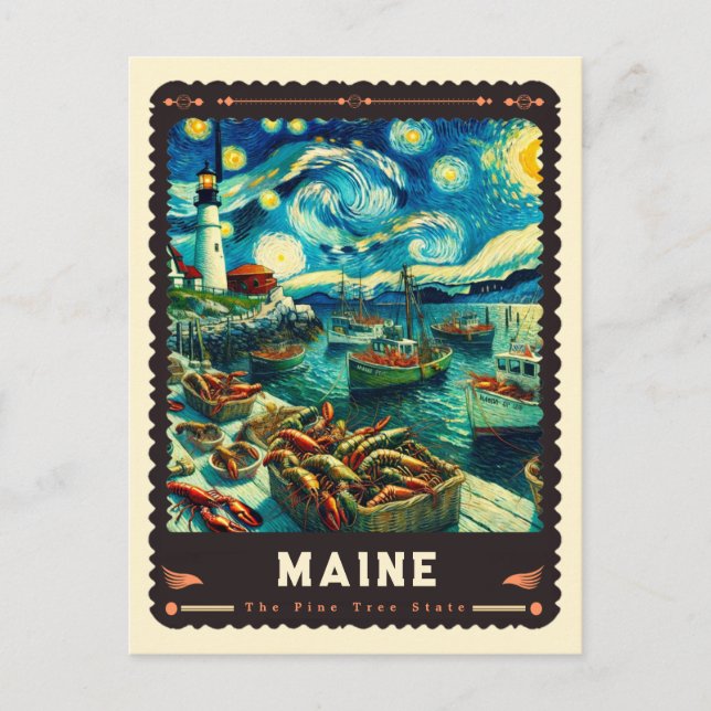 Maine | Vincent Van Gogh Inspiriert Postkarte (Vorderseite)