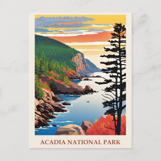 Maine Vintage Acadia Nationalparkreise Postkarte (Vorderseite)